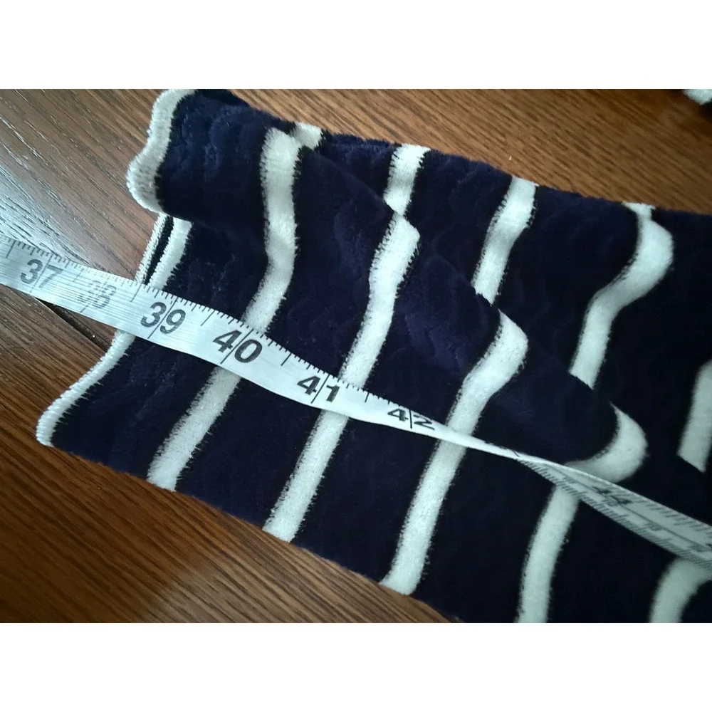 Paco Sport Vintage Quarter Zip Pullover Navy Blue White Striped Fleece XL